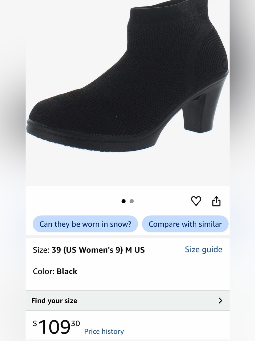bernie mev. Black Slip-On Ankle Boot with Heel